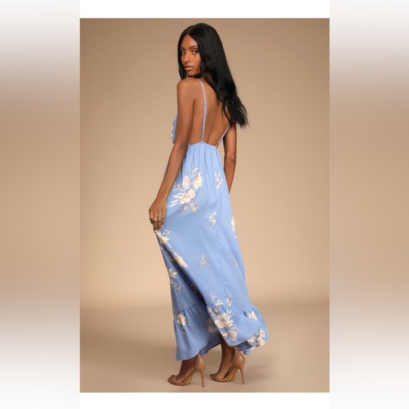 Lulus new with tags long floral blue dress perfect for vacation - Picture 4 of 7
